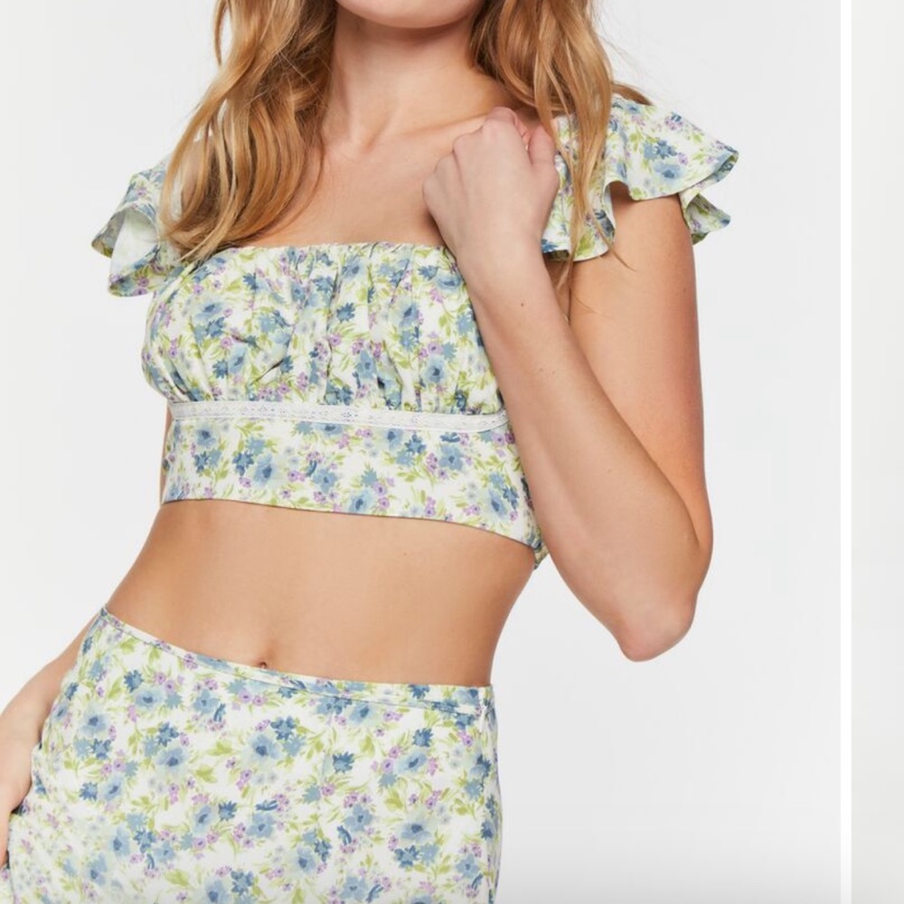 SET: Forever 21 Floral Print Crop Top & Maxi Skirt - Picture 4 of 16